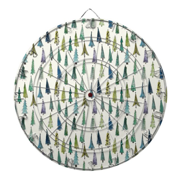 Cible De Fléchettes Arbres de Noël funky (Belle Art Illustré) (Devant)