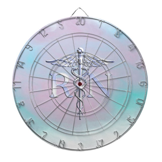 Cible De Fléchettes Argent comme RN Caduceus Médicale Mère Pearl (Devant)