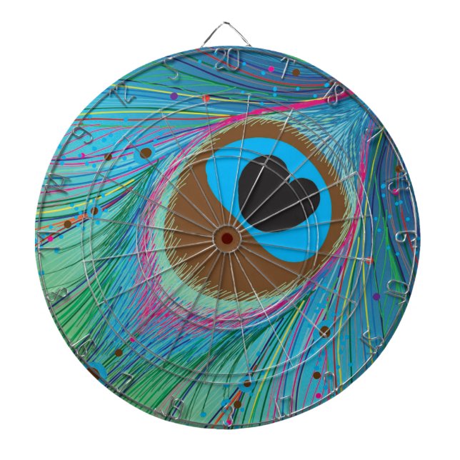 Cible De Fléchettes Arrière - plan des lignes de plumes de paon (Devant)