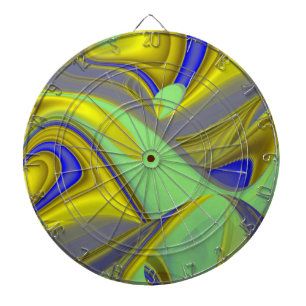 Cible De Fléchettes Art abstrait 3D arc-en-ciel en or jaune bleu