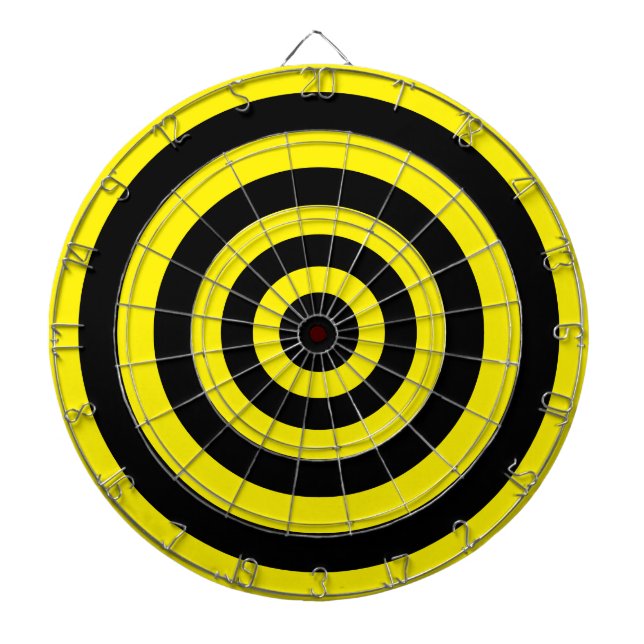 Cible De Fléchettes Art abstrait avec des cercles en noir et jaune (Devant)
