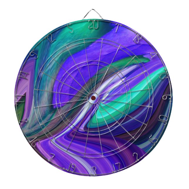 Cible De Fléchettes Art Abstrait Purple N Feuille Turquoise (Devant)