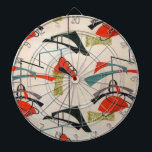 Cible de flechettes atomique moderne de tissu de<br><div class="desc">Chaque jour peut être un souffle du passé avec ce panneau de dard inspiré moderne de la moitié du siècle. Les caractéristiques de conception une reproduction d'un motif mobile atomique vintage de tissu. L'arrière - plan est ecru avec des formes bleues, oranges, vertes et noires d'art moderne. C'est le panneau...</div>