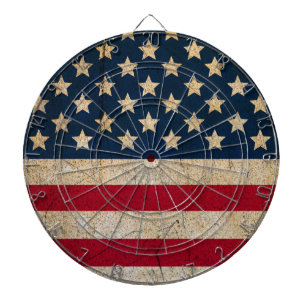 Cible de fléchettes avec drapeau américain grunge