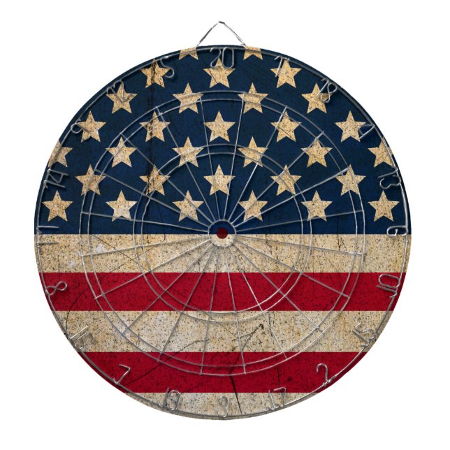 Cible de fléchettes avec drapeau américain grunge  (Devant)