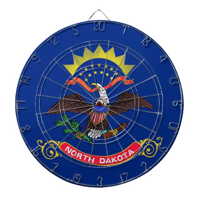 Cible de fléchettes avec drapeau du Dakota du Nord (Devant)