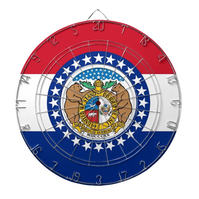 Cible de fléchettes avec le drapeau du Missouri, É (Devant)