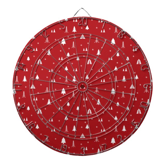Cible de fléchettes avec sapins de Noël et flocons (Devant)