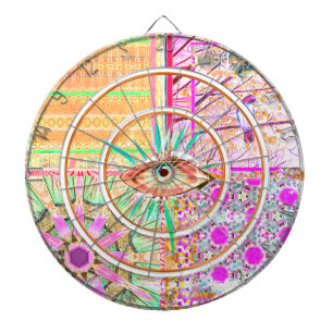 Cible De Fléchettes Azulejos Carreaux géométriques avec Oiseau de Paix