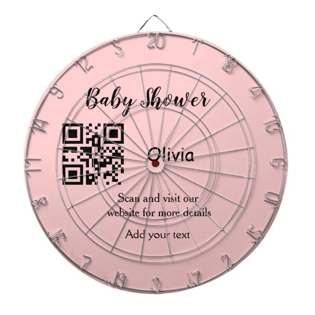 Cible De Fléchettes Baby shower rose simple q r code ajouter le texte  (Devant)