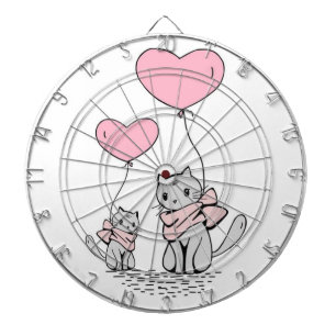 CIBLE DE FLÉCHETTES BALLONS COEUR ROSE VALENTINE AVEC CUISINE GRIS