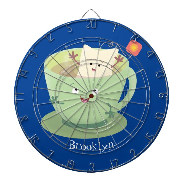 Cible De Fléchettes Bande dessinée de la tasse de thé mignonne humour  (Devant)