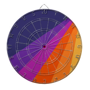 Cible De Fléchettes Bandes rétro en diagonale violette et orange