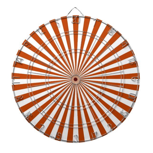 Cible De Fléchettes Bandes solaires funky orange et blanc rétro (Devant)