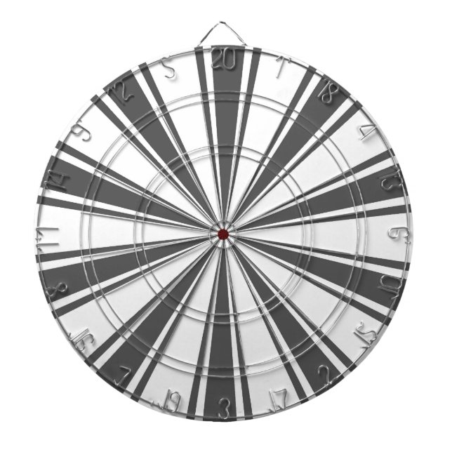 Cible De Fléchettes Bandes solaires funky rétro noir et blanc (Devant)