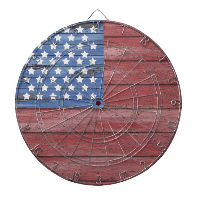 Cible De Fléchettes Barne Rustique en bois Mur Drapeau américain Patri (Devant)