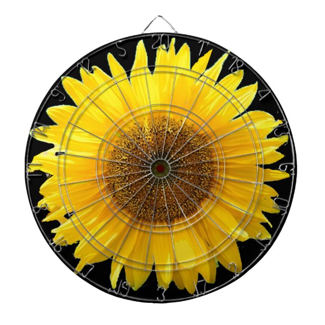 Cible De Fléchettes Beau tournesol sur fléchette noire (Devant)