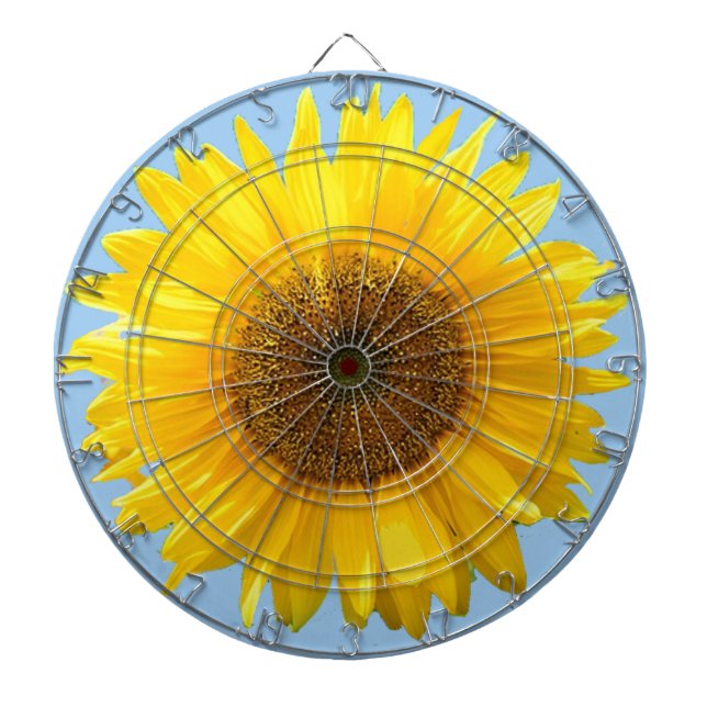 Cible De Fléchettes Beau tournesol sur fond bleu clair (Devant)