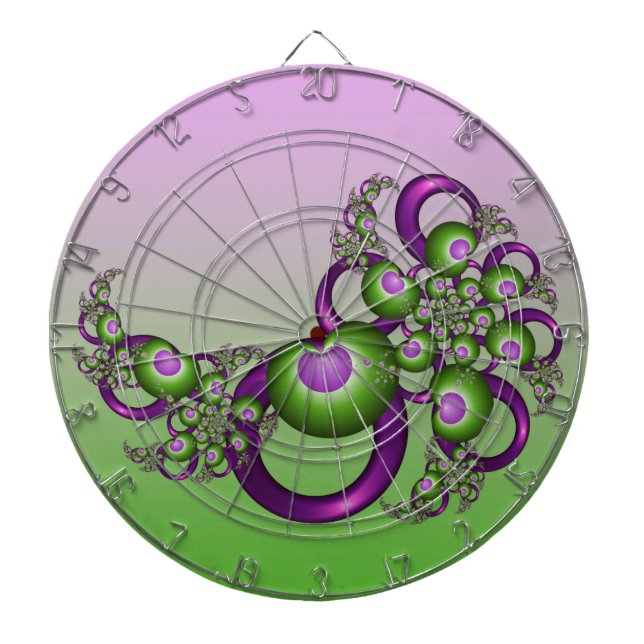 Cible De Fléchettes Beaux cœurs roses verts modernes abstraits fractal (Devant)