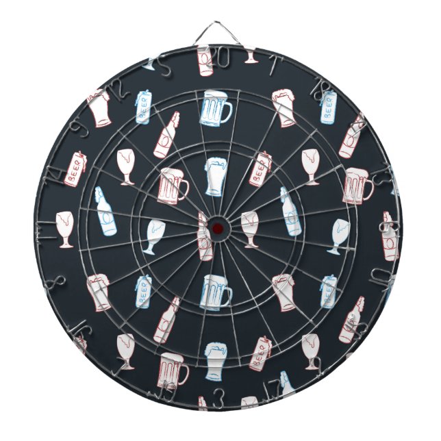 Cible De Fléchettes Beers Rustic Hand Drawn Whimsical Beer Man Cave (Devant)