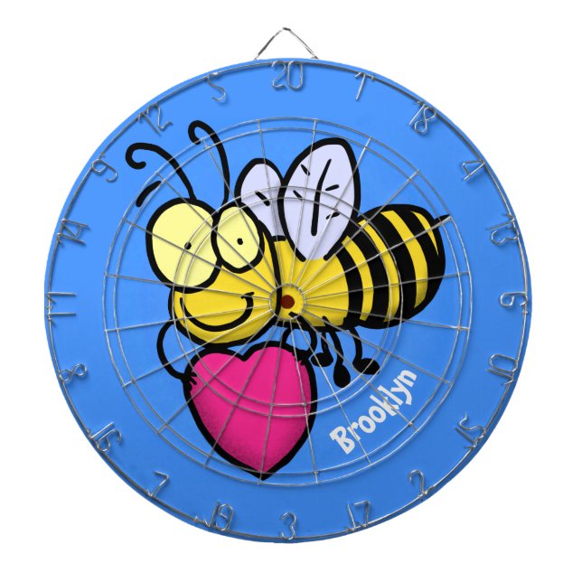 Cible De Fléchettes Belle abeille drôle avec dessin animé du coeur (Devant)