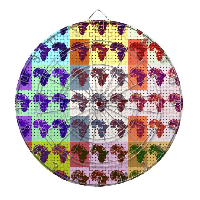 Cible De Fléchettes Belle carte africaine À damiers Pap art ethnique (Devant)