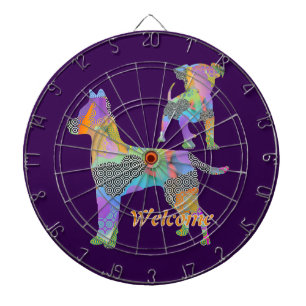 Cible De Fléchettes BIENVENUE Chiens Tableau de fléchettes violet
