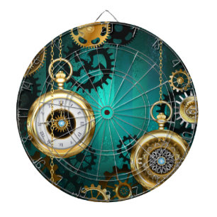 Cible De Fléchettes Bijou Steampunk Montre sur un Fond Vert