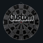 Cible De Fléchettes Black And Charcoal Gray Custom Text<br><div class="desc">Black And Charcoal Gray Cool Customizable Text Dartboard with 6 Brass Darts!</div>