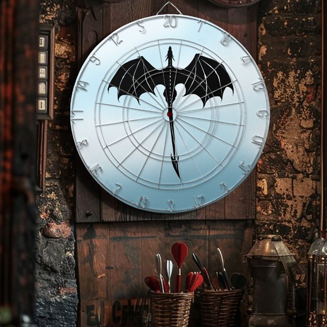 Cible De Fléchettes Black Tribal Flight Dragon Imaginaire Blue Sky (Créateur téléchargé)