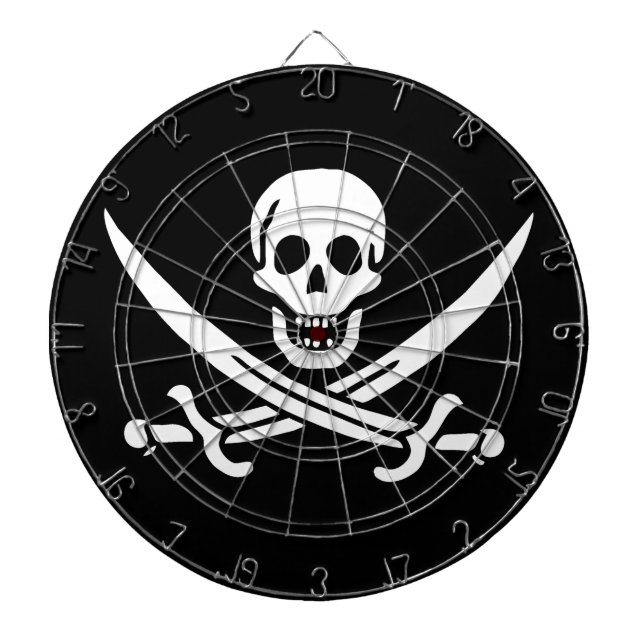 Cible De Fléchettes Blanc, Drapeau de Pirate Calico Jack, Crâne et Sab (Devant)