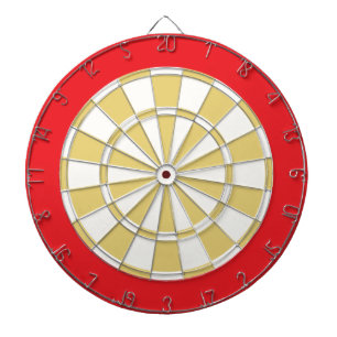 Cible de fléchettes : blanche, or vieilli et rouge