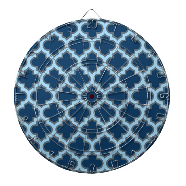 Cible De Fléchettes Bleu et Bébé Bleu Trellis, treillis, Quatrefoil (Devant)