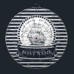 Cible De Fléchettes Bleu marin moderne Personnalisé<br><div class="desc">Nautical Personalized Boat Name design moderne. Matching products can be found in Nautical Boat Modern Collection J'ai des questions à régler.</div>