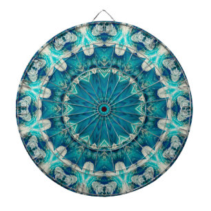 Cible De Fléchettes Blue Aqua Mandala Rosette Retro Hippie