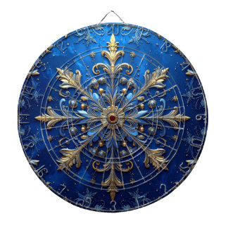Cible De Fléchettes Blue Decorative Floral Dartboard