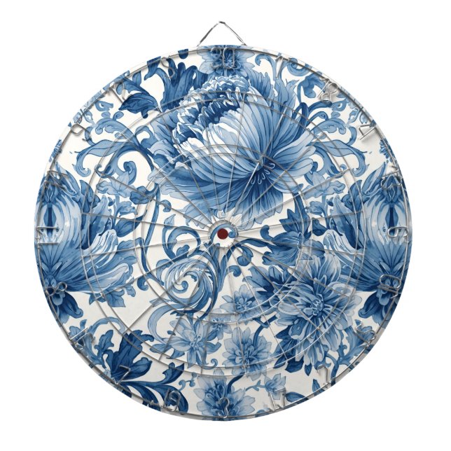 Cible De Fléchettes Blue Dreams | Floral Watercolor Chinoiserie (Devant)