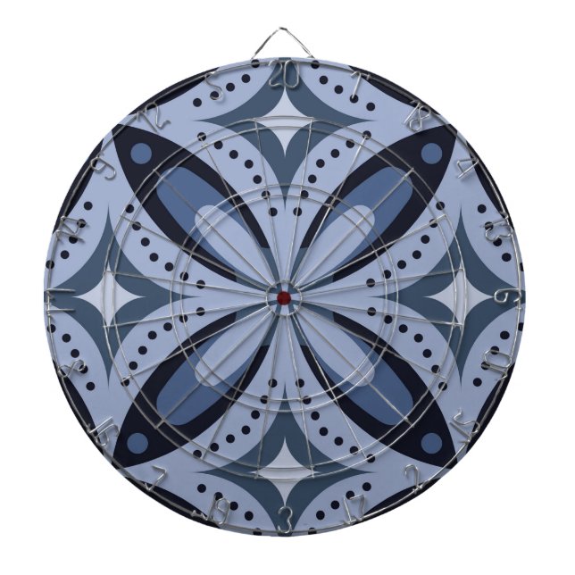 Cible De Fléchettes Blue Geometric Pattern Retro Style (Devant)