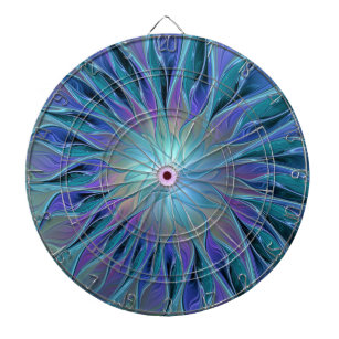 Cible De Fléchettes Blue Purple Flower Dream Abstrait Fractal Art