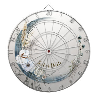 Cible De Fléchettes Boho Blanc Orchidée Fleurs Bleu Lune Élégant