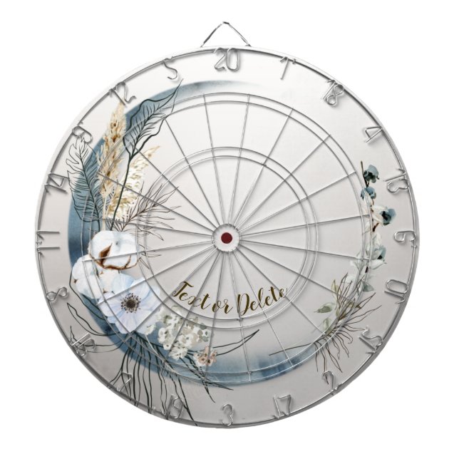 Cible De Fléchettes Boho Blanc Orchidée Fleurs Bleu Lune Élégant (Devant)