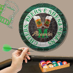 Cible De Fléchettes Bois rustique Cheers Bières Shenanigans<br><div class="desc">Tableaux : Cheers Beers et Shenanigans Beer stein tasses avec shamrock de trèfle 4 feuilles. Ce design irlandais sur le thème de la bière est juste pour votre occasion et fait le cadeau personnalisé parfait, il est parfait pour les mariages de graduation, des fêtes, des réunions de famille, et juste...</div>
