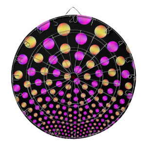 Cible De Fléchettes Boules roses et jaunes sur tableau noir