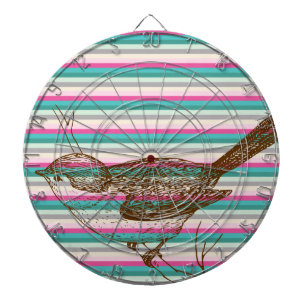 Cible De Fléchettes branche d'oiseau animaux nature motif coloré art