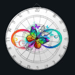 Cible De Fléchettes Bright infinity with rainbow butterfly<br><div class="desc">multicolor, bright, symbole of infinity with rainbow, detailed butterfly monarch. Rainbow butterfly. Rainbow infinity.</div>