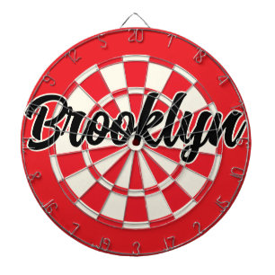 Cible De Fléchettes Brooklyn nyc texte modifiable Noir Rouge Blanc Rét