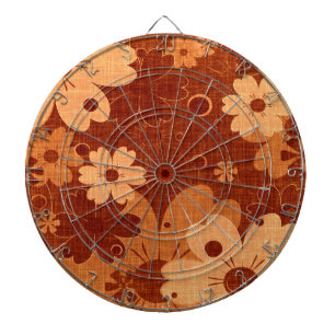 Cible De Fléchettes Brown Floral Vintage