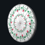 Cible De Fléchettes Cadre rond fleuri avec fleurs roses<br><div class="desc">Bordure circulaire élégante avec motif floral fait de fleurs roses avec des feuilles</div>