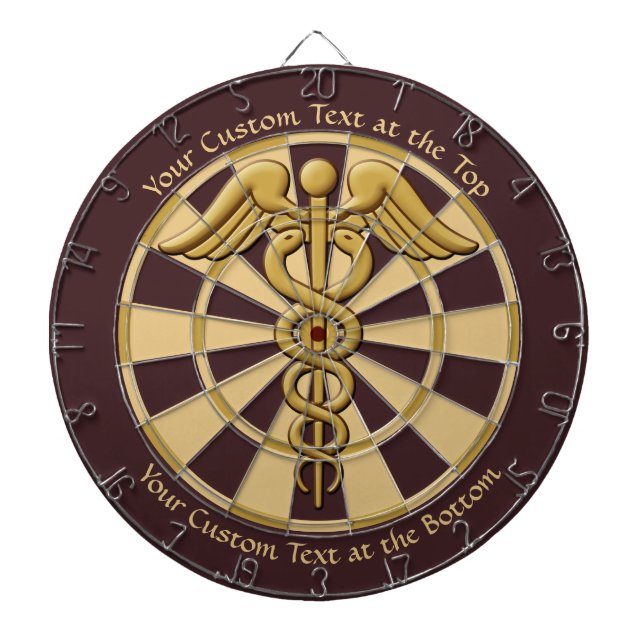 Cible De Fléchettes Caduceus de serpent double en or avec texte person (Devant)