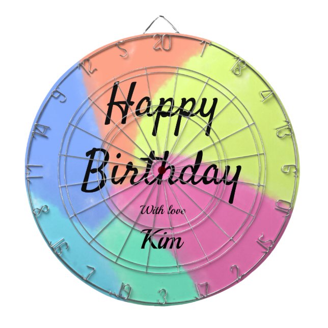 Cible De Fléchettes calligraphie simple et minimale joyeux anniversair (Devant)